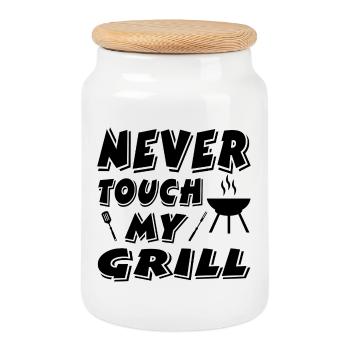 Griller - Boîte à biscuits avec couvercle en bois - blanc - Devant