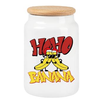 Banane Noel Sun Duo - Keksdose mit Holzdeckel - Weiß - Vorne