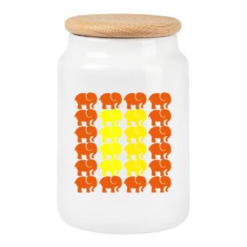 Éléphant - Boîte à biscuits avec couvercle en bois - blanc - Devant