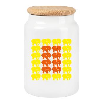 Elephant - Cookie Jar with Wooden Lid - white - Front