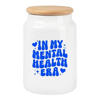 Santé mentale : Soins personnels, Mindfulness Gift - Boîte à biscuits avec couvercle en bois - blanc - Devant