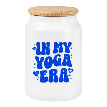 Yoga Geschenk Meditation Selfcare Achtsamkeit - Keksdose mit Holzdeckel - Weiß - Vorne