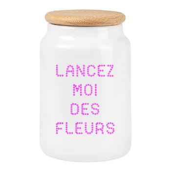 THROW FLOWERS AT ME! - Cookie Jar with Wooden Lid - white - Front