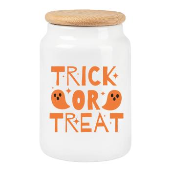 Halloween Trick or Treat Geister Spuk - Keksdose mit Holzdeckel - Weiß - Vorne