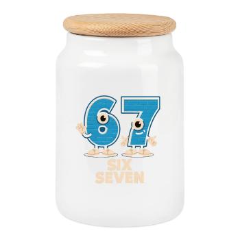 6 7 Six Seven Memes – Aura Points Kids Gaming - Boîte à biscuits avec couvercle en bois - blanc - Devant