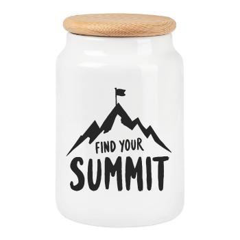 Find your summit - Cookie Jar with Wooden Lid - white - Front