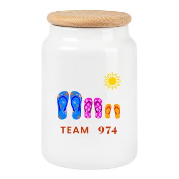 Team 974 Tropical Sun Flip Flops - Keksdose mit Holzdeckel - Weiß - Vorne