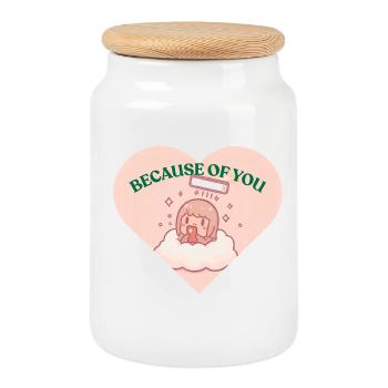 Because Of You - Douceur Câline - Cookie Jar with Wooden Lid - white - Front