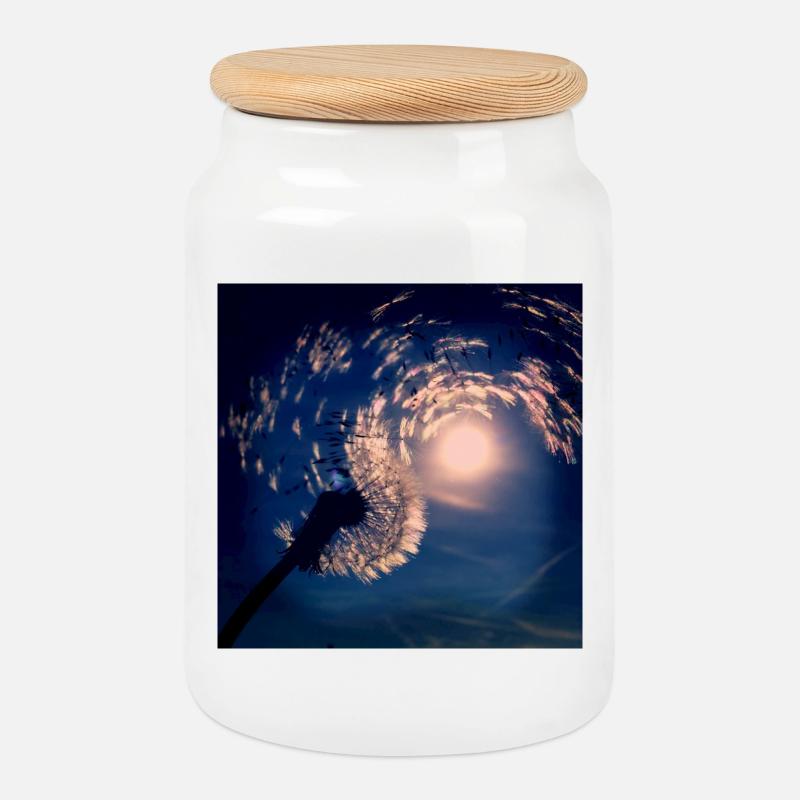 Blowing in the wind - Cookie Jar with Wooden Lid - white
