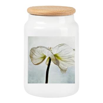 Fleur de pavot blanc - Boîte à biscuits avec couvercle en bois - blanc - Devant