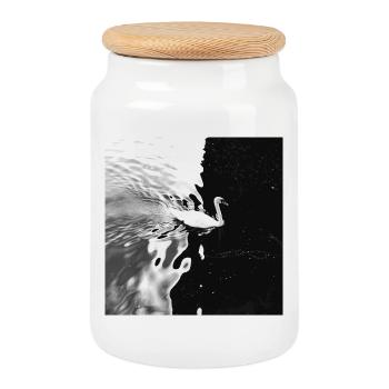 From light to darkness - Cookie Jar with Wooden Lid - white - Front
