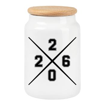 2026 - Boîte à biscuits avec couvercle en bois - blanc - Devant