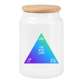 Triathlon Dreieck Gradient Logo - Keksdose mit Holzdeckel - Weiß - Vorne