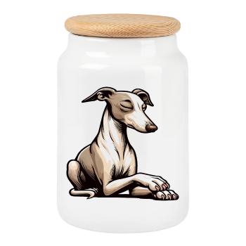 Whippet Windhund Whippets Windhundbesitzer - Keksdose mit Holzdeckel - Weiß - Vorne