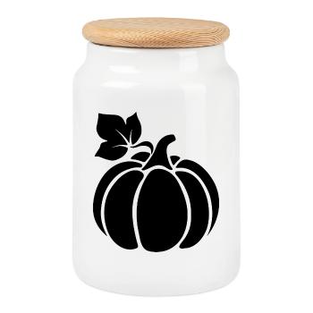 Pumpkin motif – autumnal, decorative and stylish - Cookie Jar with Wooden Lid - white - Front