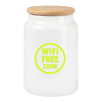 Zone sans Wi-Fi Neon Circle - Boîte à biscuits avec couvercle en bois - blanc - Devant