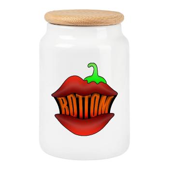 Bottom - Cookie Jar with Wooden Lid - white - Front
