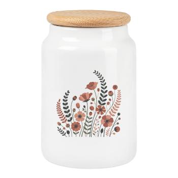 Boho Flowers – Blooming Harmony - Cookie Jar with Wooden Lid - white - Front
