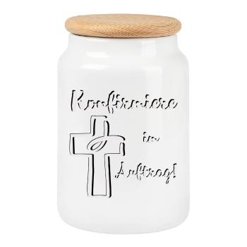 Confirm on behalf of light fish dips in cross - Cookie Jar with Wooden Lid - white - Front