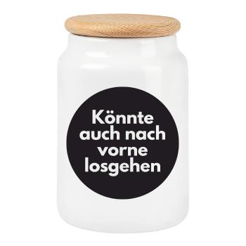 Could also go forward - Cookie Jar with Wooden Lid - white - Front