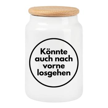 Could also go forward - Cookie Jar with Wooden Lid - white - Front