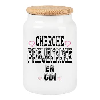 Looking for Thoughtfulness on a permanent contract - Cookie Jar with Wooden Lid - white - Front