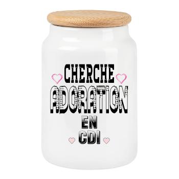 Cherche Adoration en CDI - Boîte à biscuits avec couvercle en bois - blanc - Devant