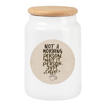 Pas du matin, juste café - Boîte à biscuits avec couvercle en bois - blanc - Devant