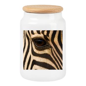 Animal - Zèbre, gros plan de l’œil - Boîte à biscuits avec couvercle en bois - blanc - Devant