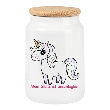 Pastell Einhorn Glanz - Keksdose mit Holzdeckel - Weiß - Vorne