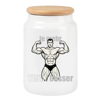 Muscle Hero Power Pose Conception d’impression - Boîte à biscuits avec couvercle en bois - blanc - Devant