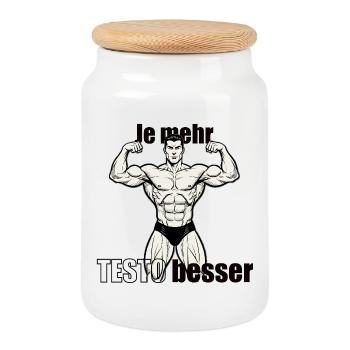 Muscle Hero Power Pose Conception d’impression - Boîte à biscuits avec couvercle en bois - blanc - Devant