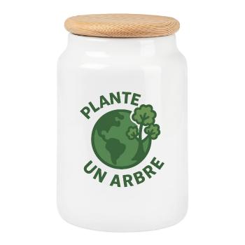 Planète Un Arbre Éco Design - Boîte à biscuits avec couvercle en bois - blanc - Devant