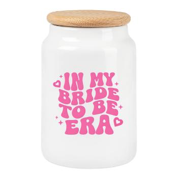 Bride To Be Wedding Gift Bachelor Party - Cookie Jar with Wooden Lid - white - Front