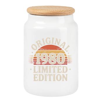 Edition 1980 Original Rétro - Boîte à biscuits avec couvercle en bois - blanc - Devant