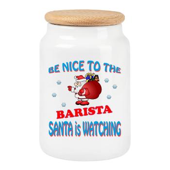 SANTA BARISTA - Keksdose mit Holzdeckel - Weiß - Vorne