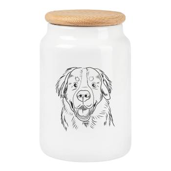 Berner Sennenhund Stubborn Lustige Designskizze - Keksdose mit Holzdeckel - Weiß - Vorne