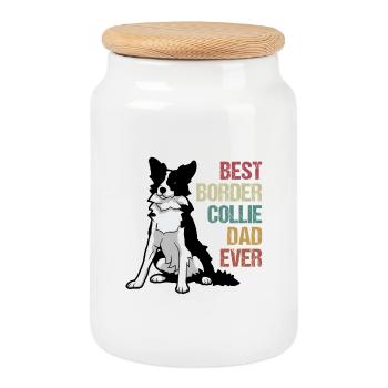 Border Collie Shepherd Dog Stubborn Funny Herding - Cookie Jar with Wooden Lid - white - Front