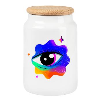 Nébuleuse de l’œil arc-en-ciel vif - Boîte à biscuits avec couvercle en bois - blanc - Devant