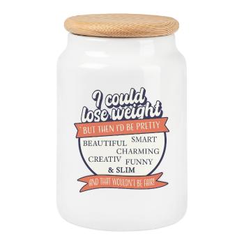 I Could Lose Weight – But That'd Be Unfair - Cookie Jar with Wooden Lid - white - Front