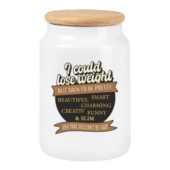 I Could Lose Weight – But That'd Be Unfair - Cookie Jar with Wooden Lid - white - Front