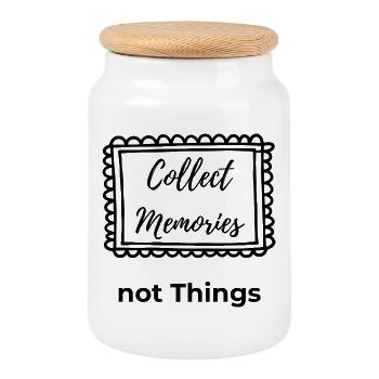 Collectionnez des souvenirs, pas des choses – Chemise de voyage - Boîte à biscuits avec couvercle en bois - blanc - Devant
