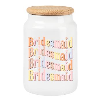 Bride-to-Be Bridesmaid - Cookie Jar with Wooden Lid - white - Front