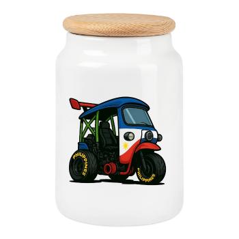 Légende de la rue des Philippines - Boîte à biscuits avec couvercle en bois - blanc - Devant