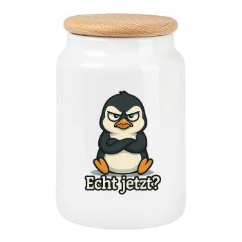 Pinguin Echt Jetzt? - Keksdose mit Holzdeckel - Weiß - Vorne