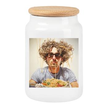 Portrait de nouilles de jeune homme dans des lunettes à l’air froid - Boîte à biscuits avec couvercle en bois - blanc - Devant