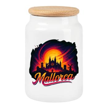 Mallorca Sonnenuntergang Kathedrale Geschenk Palma - Keksdose mit Holzdeckel - Weiß - Vorne