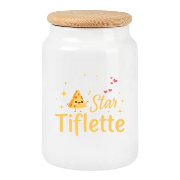 Je Suis La Star Tiflette Cadeau Original Drôle - Boîte à biscuits avec couvercle en bois - blanc - Devant