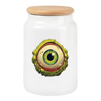 Oeil extraterrestre Orbe Regard verdoyant - Boîte à biscuits avec couvercle en bois - blanc - Devant