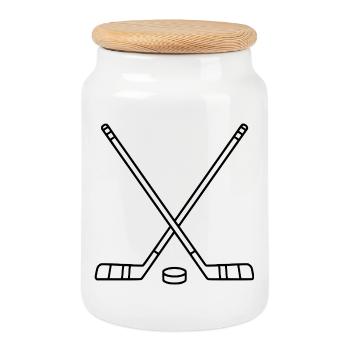 Art du hockey énergique -Hockey - Boîte à biscuits avec couvercle en bois - blanc - Devant